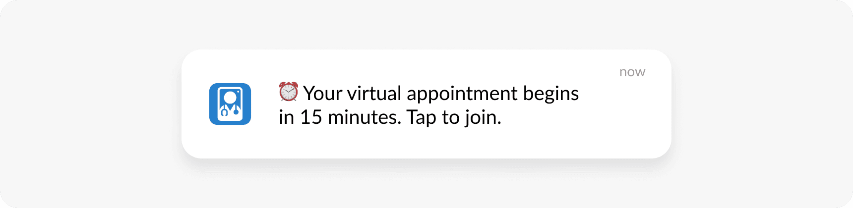 HIPAA compliant push telehealth session alert example